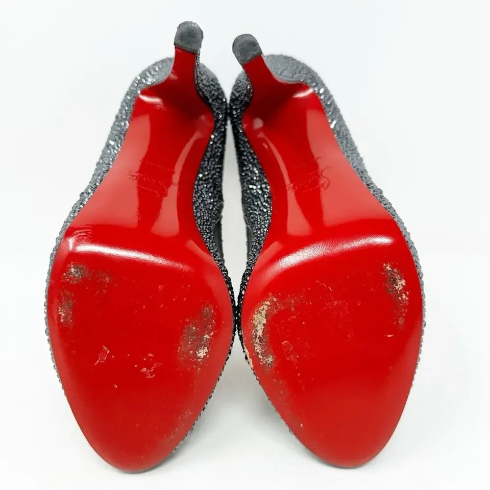 Christian Louboutin Camilla Strass Peep Toe Heels Womens Size EU 39.5